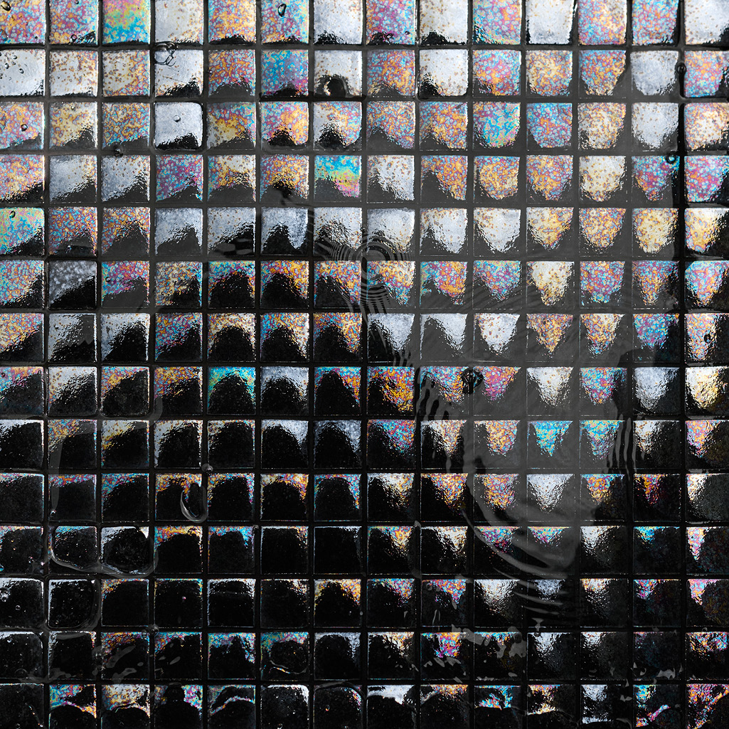 Artisan Exterior | Hisbalit Black Pearl Spanish Glass Pool Tiles