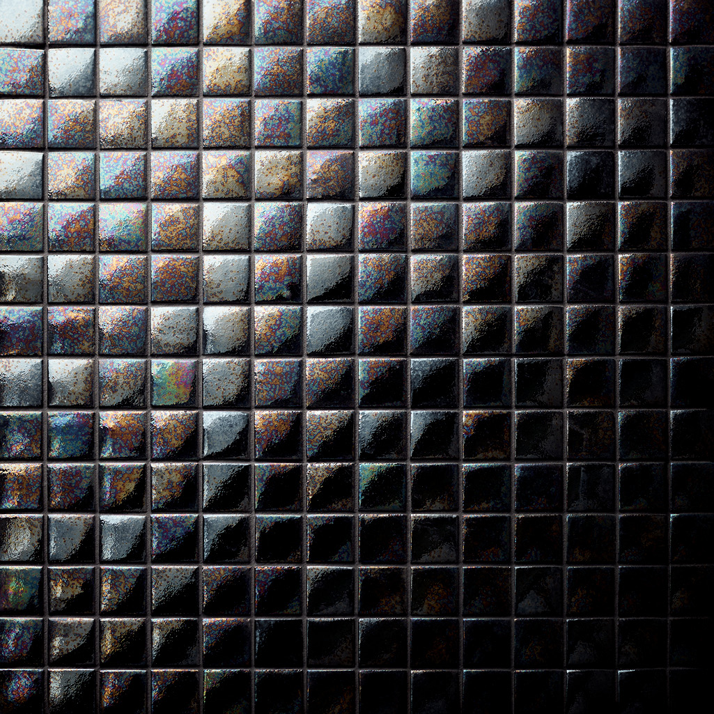 Artisan Exterior | Hisbalit Black Pearl Spanish Glass Pool Tiles